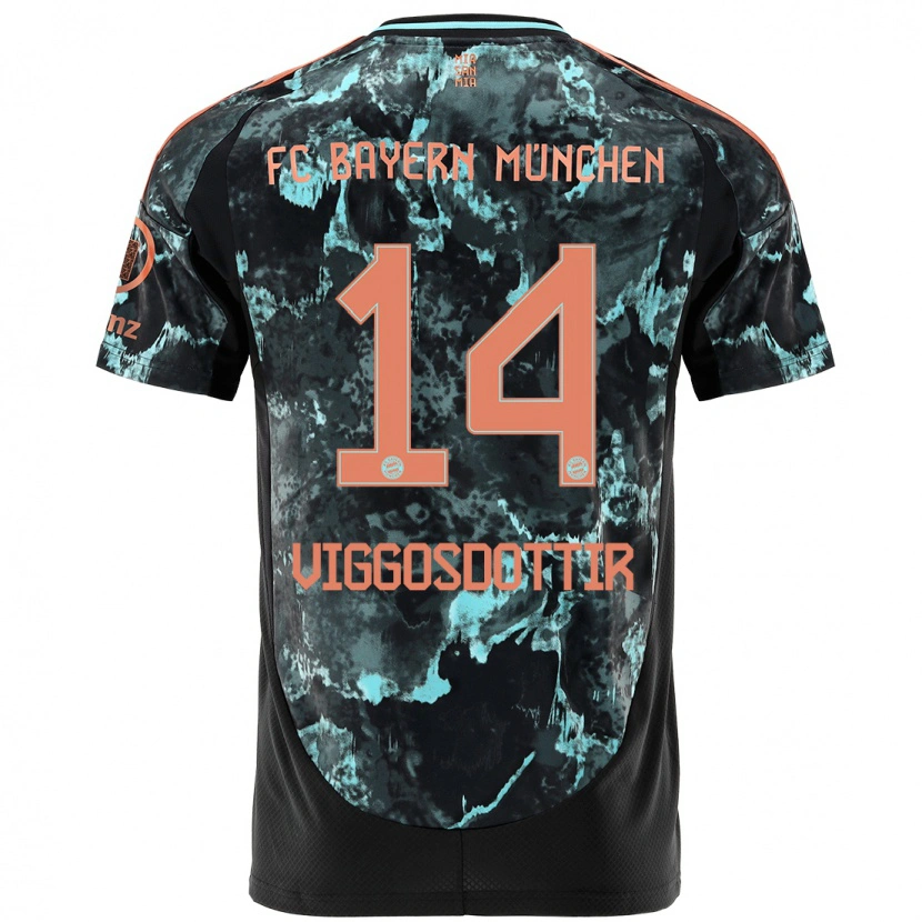 Danxen Kid Glodis Perla Viggosdottir #14 Black Away Jersey 2024/25 T-Shirt