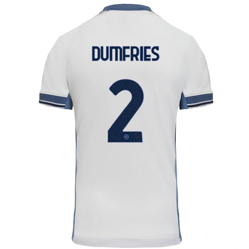 Danxen Kid Denzel Dumfries #2 White Grey Away Jersey 2024/25 T-Shirt