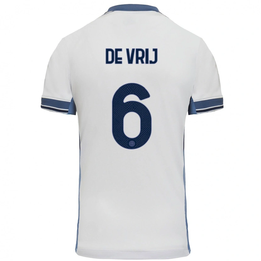 Danxen Kid Stefan De Vrij #6 White Grey Away Jersey 2024/25 T-Shirt