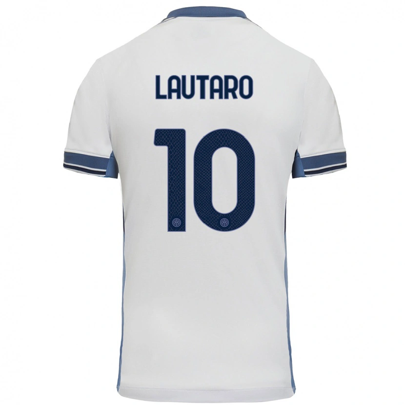 Danxen Kid Lautaro Martínez #10 White Grey Away Jersey 2024/25 T-Shirt