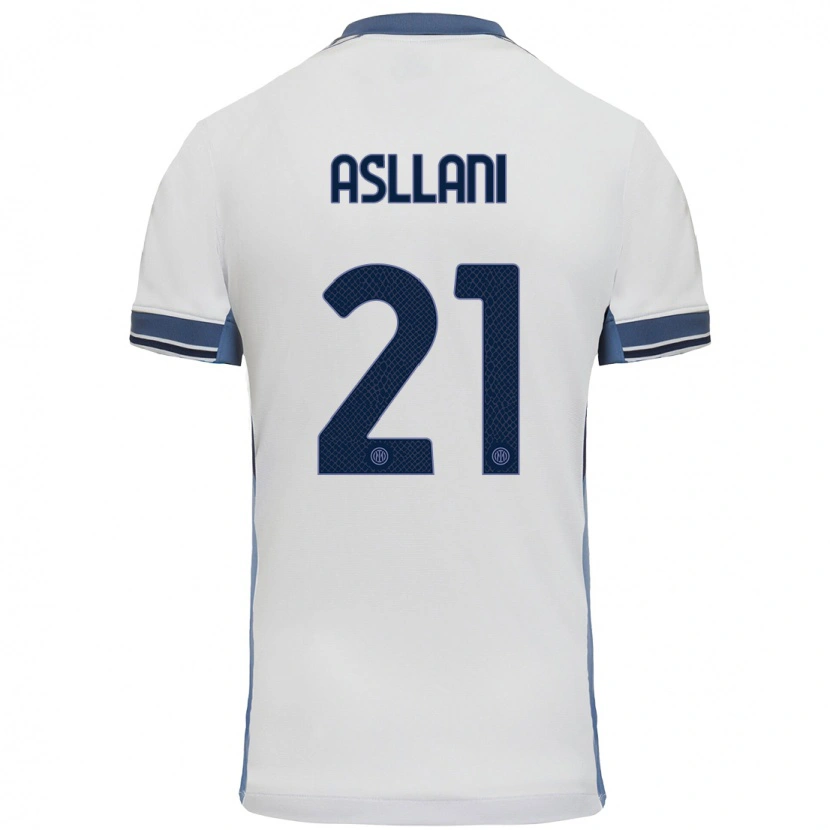 Danxen Kid Kristjan Asllani #21 White Grey Away Jersey 2024/25 T-Shirt