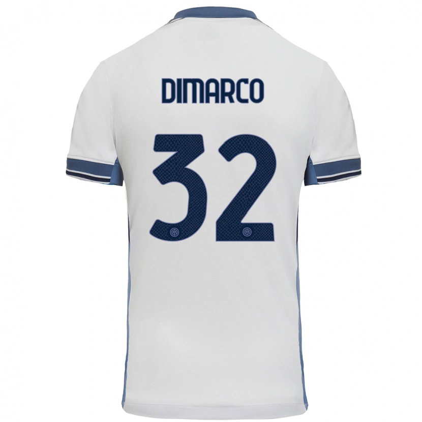 Danxen Kid Federico Dimarco #32 White Grey Away Jersey 2024/25 T-Shirt