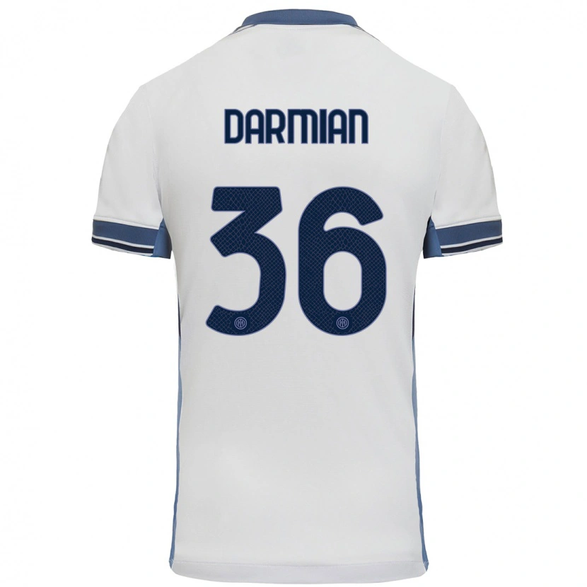 Danxen Kid Matteo Darmian #36 White Grey Away Jersey 2024/25 T-Shirt