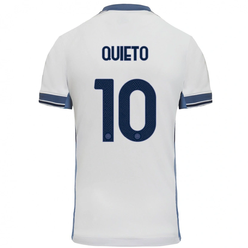 Danxen Kid Daniele Quieto #10 White Grey Away Jersey 2024/25 T-Shirt