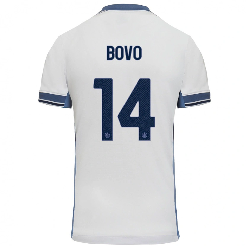 Danxen Kid Leonardo Bovo #14 White Grey Away Jersey 2024/25 T-Shirt