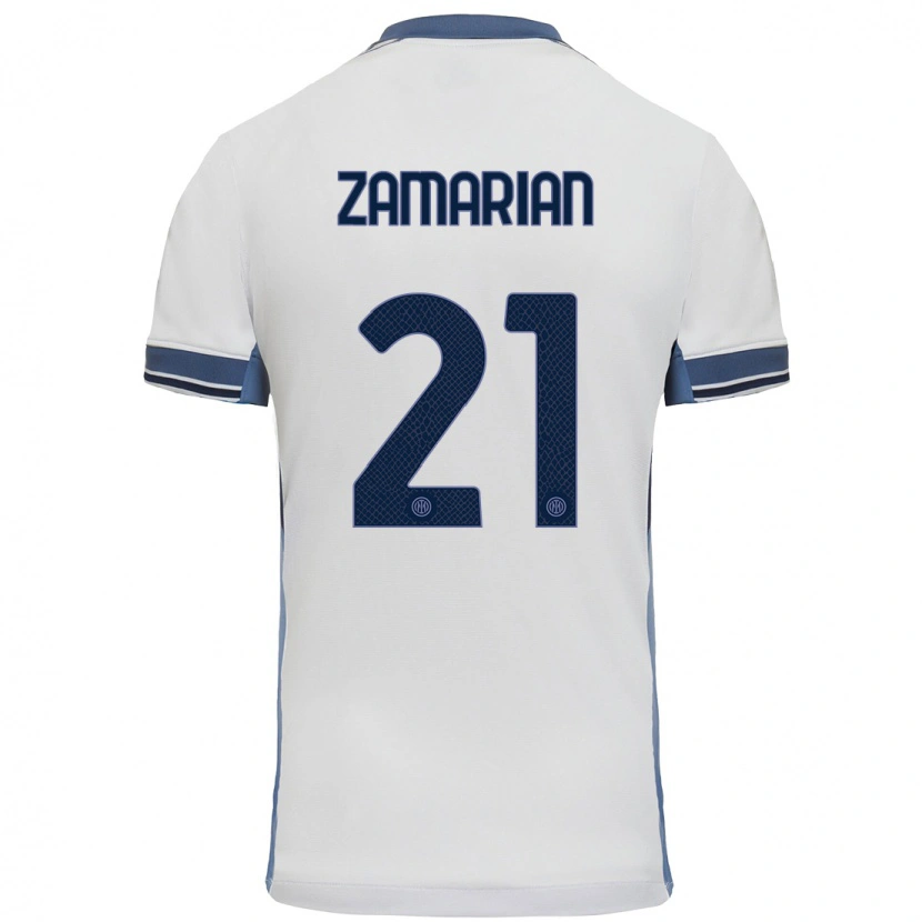 Danxen Kid Matteo Zamarian #21 White Grey Away Jersey 2024/25 T-Shirt