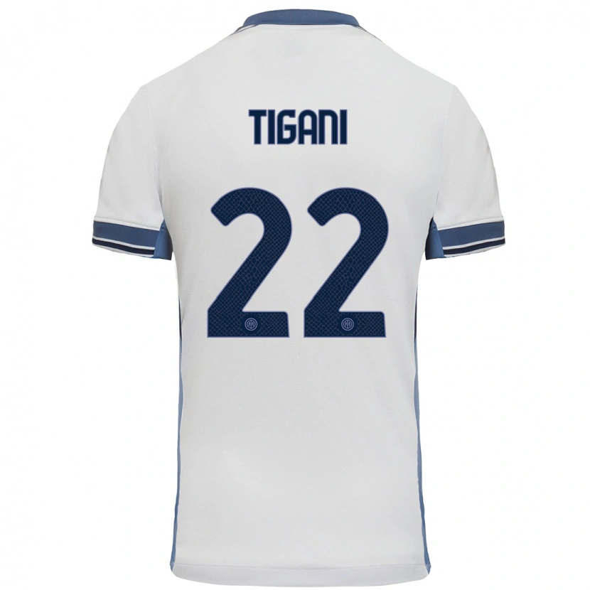 Danxen Kid Edoardo Tigani #22 White Grey Away Jersey 2024/25 T-Shirt