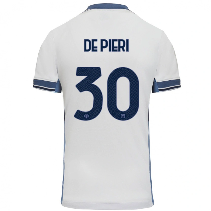 Danxen Kid Giacomo De Pieri #30 White Grey Away Jersey 2024/25 T-Shirt