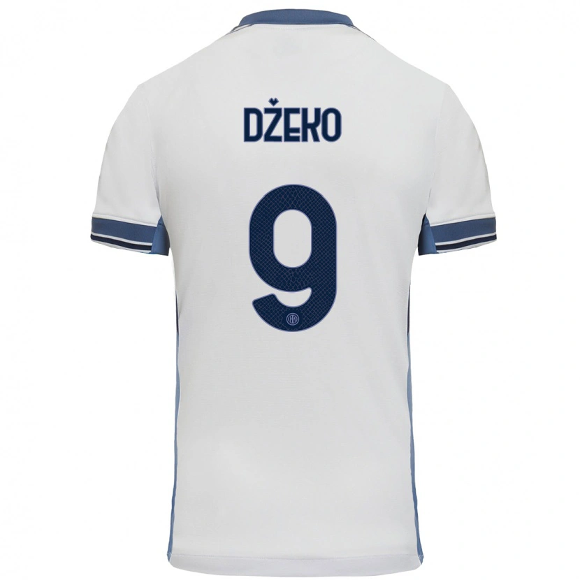 Danxen Kid Edin Dzeko #9 White Grey Away Jersey 2024/25 T-Shirt