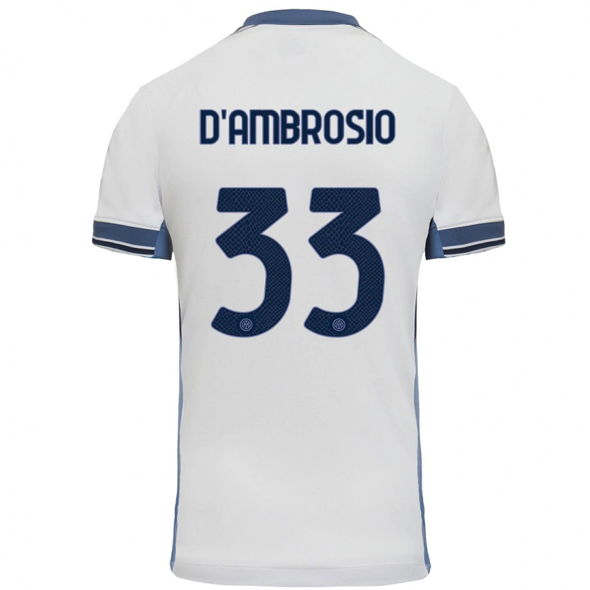 Danxen Kid Danilo D'ambrosio #33 White Grey Away Jersey 2024/25 T-Shirt