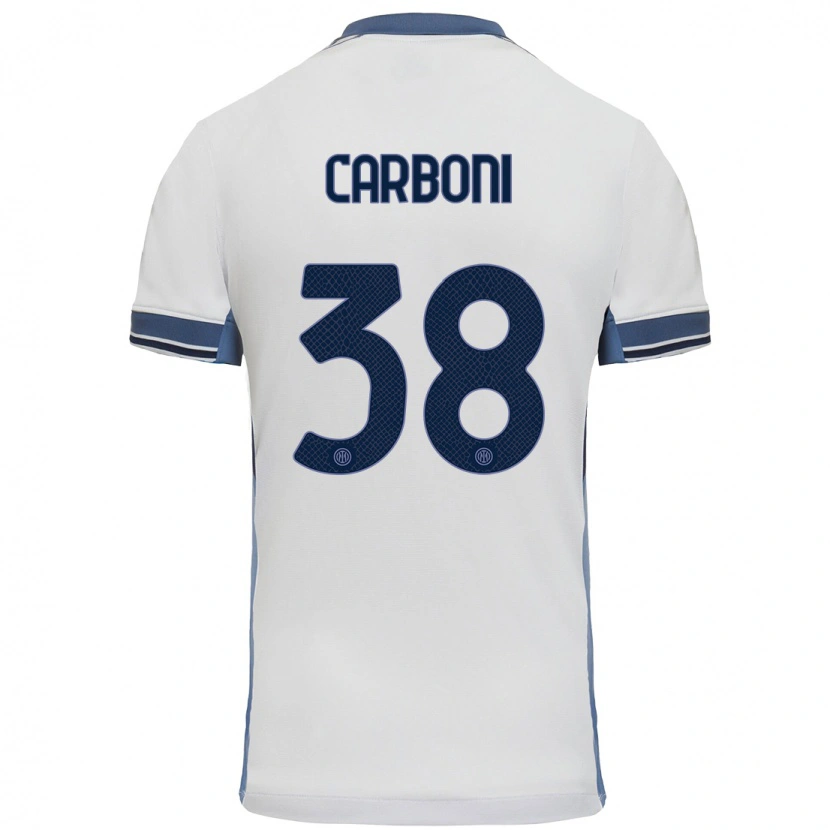 Danxen Kid Valentin Carboni #38 White Grey Away Jersey 2024/25 T-Shirt