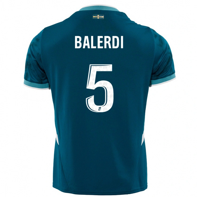 Danxen Kid Leonardo Balerdi #5 Turquoise Blue Away Jersey 2024/25 T-Shirt