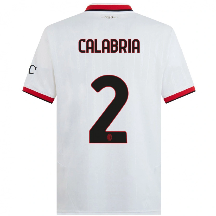 Danxen Kid Davide Calabria #2 White Black Red Away Jersey 2024/25 T-Shirt