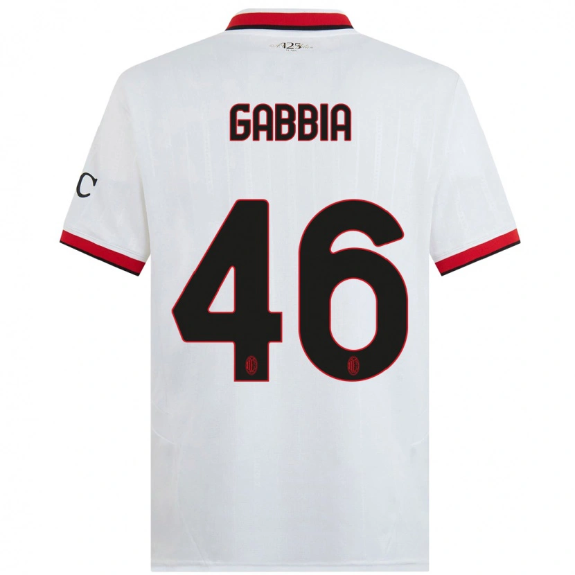 Danxen Kid Matteo Gabbia #46 White Black Red Away Jersey 2024/25 T-Shirt