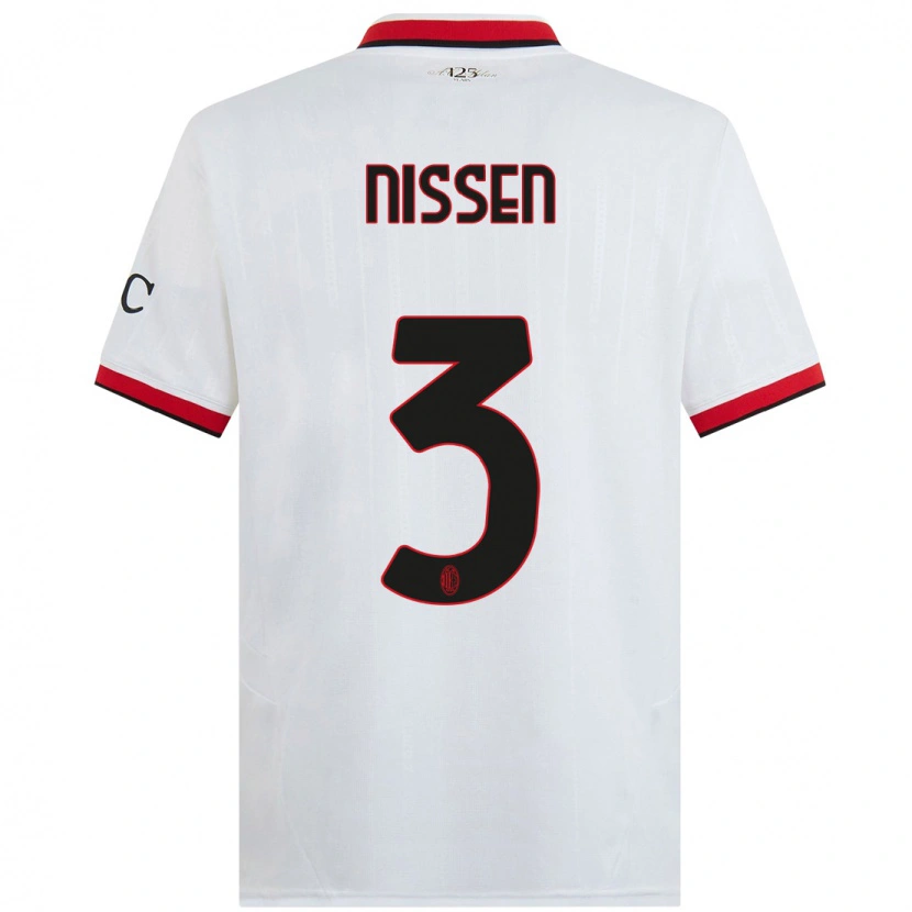 Danxen Kid Fredrik Nissen #3 White Black Red Away Jersey 2024/25 T-Shirt