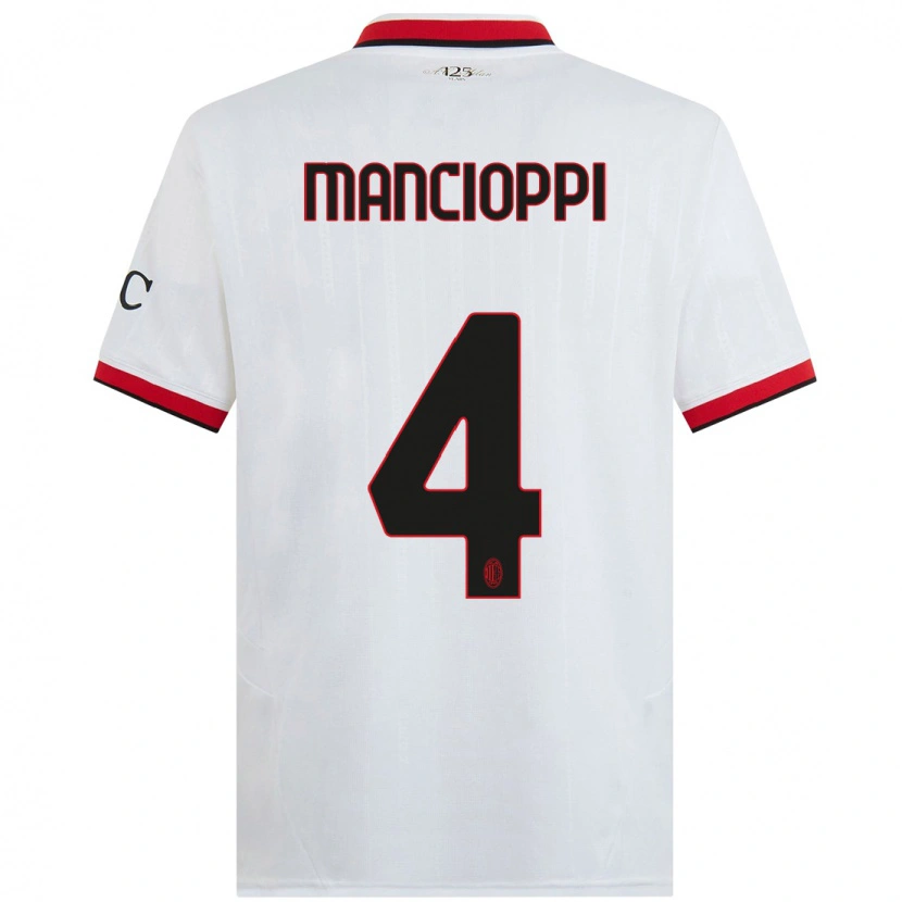 Danxen Kid Tommaso Mancioppi #4 White Black Red Away Jersey 2024/25 T-Shirt