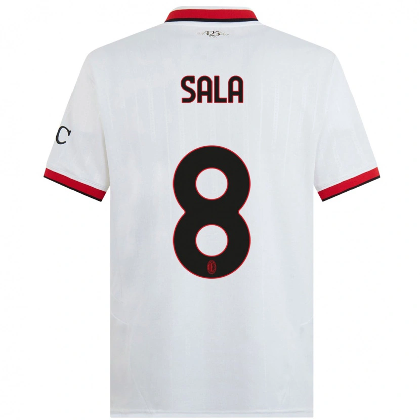 Danxen Kid Emanuele Sala #8 White Black Red Away Jersey 2024/25 T-Shirt