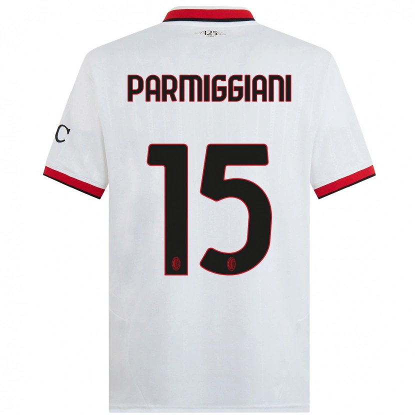 Danxen Kid Pietro Parmiggiani #15 White Black Red Away Jersey 2024/25 T-Shirt