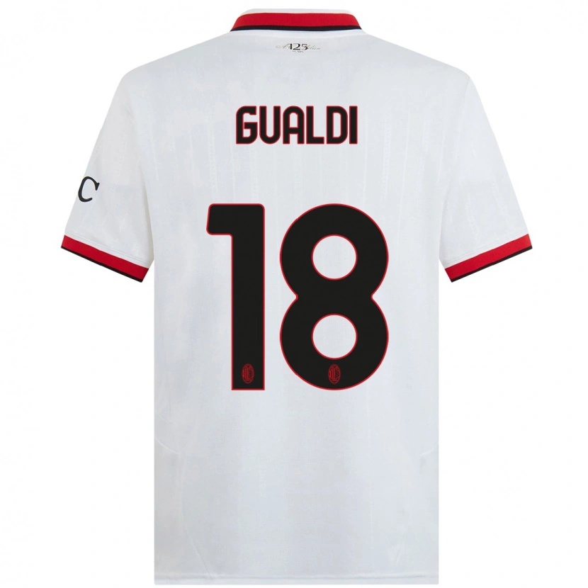 Danxen Kid Andrea Gualdi #18 White Black Red Away Jersey 2024/25 T-Shirt