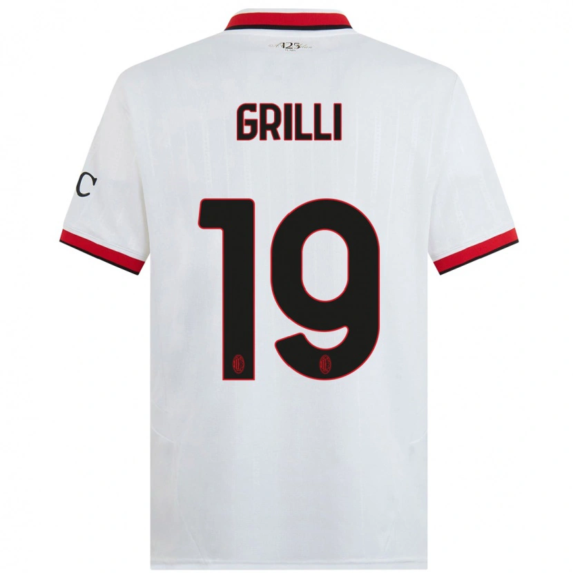 Danxen Kid Lorenzo Grilli #19 White Black Red Away Jersey 2024/25 T-Shirt