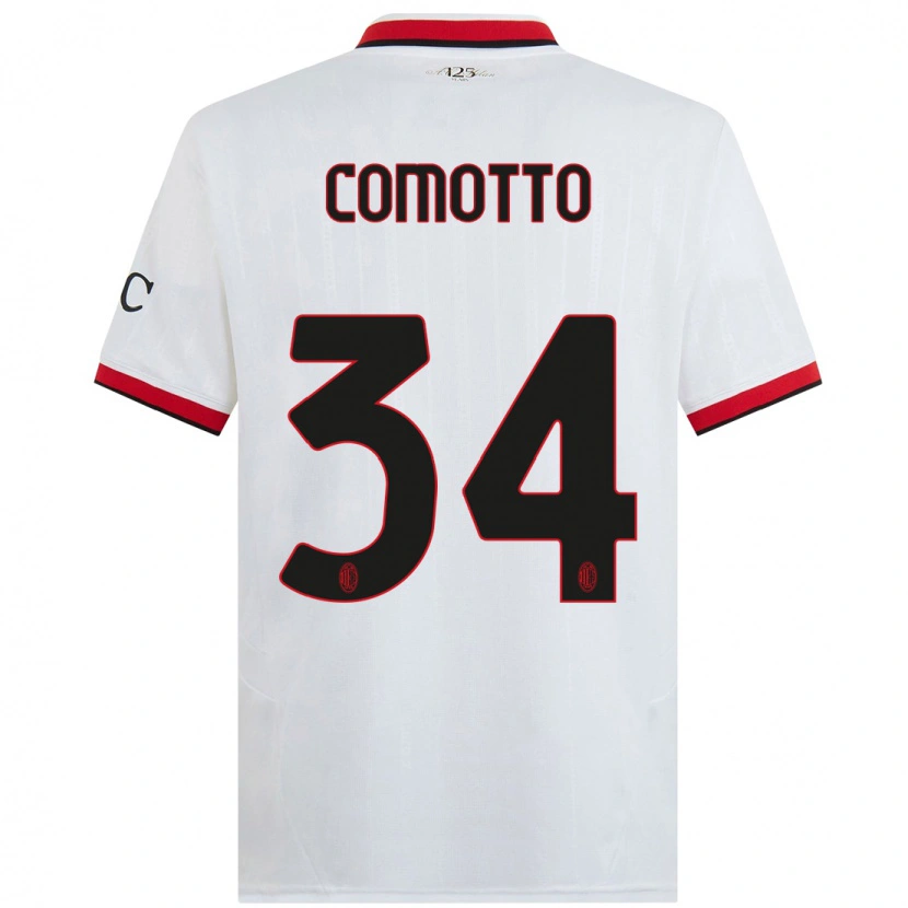 Danxen Kid Christian Comotto #34 White Black Red Away Jersey 2024/25 T-Shirt