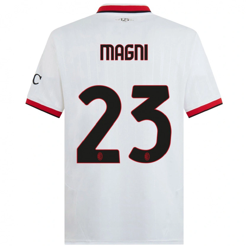 Danxen Kid Vittorio Magni #23 White Black Red Away Jersey 2024/25 T-Shirt