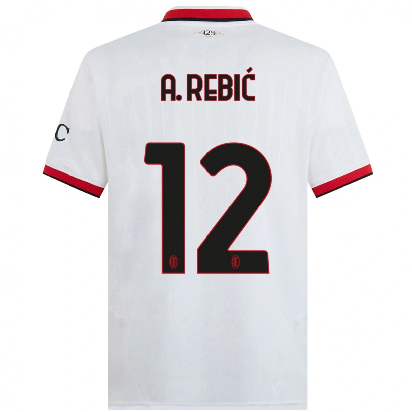 Danxen Kid Ante Rebic #12 White Black Red Away Jersey 2024/25 T-Shirt