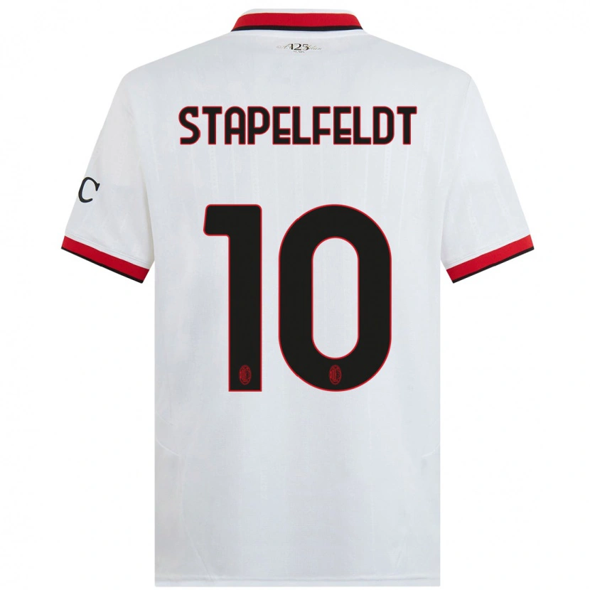 Danxen Kid Nina Stapelfeldt #10 White Black Red Away Jersey 2024/25 T-Shirt