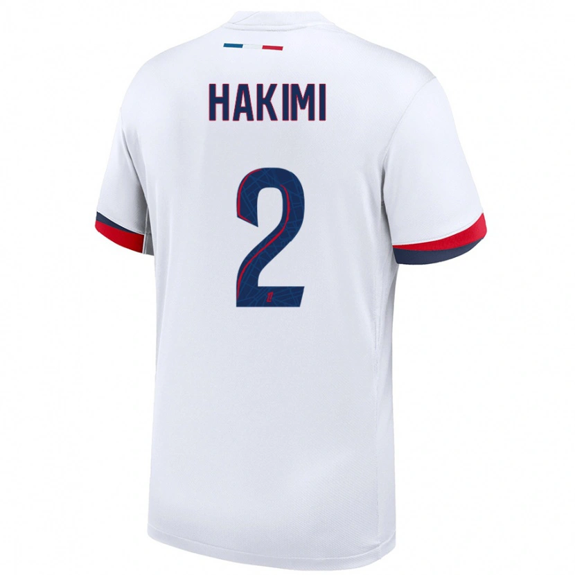 Danxen Kid Achraf Hakimi #2 White Blue Red Away Jersey 2024/25 T-Shirt