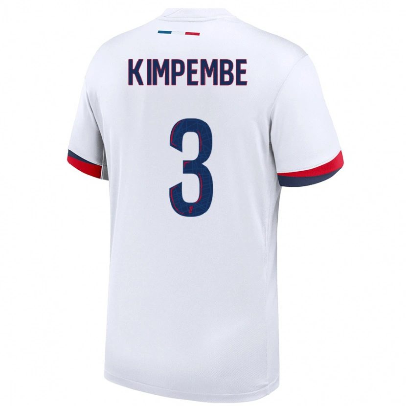 Danxen Kid Presnel Kimpembe #3 White Blue Red Away Jersey 2024/25 T-Shirt