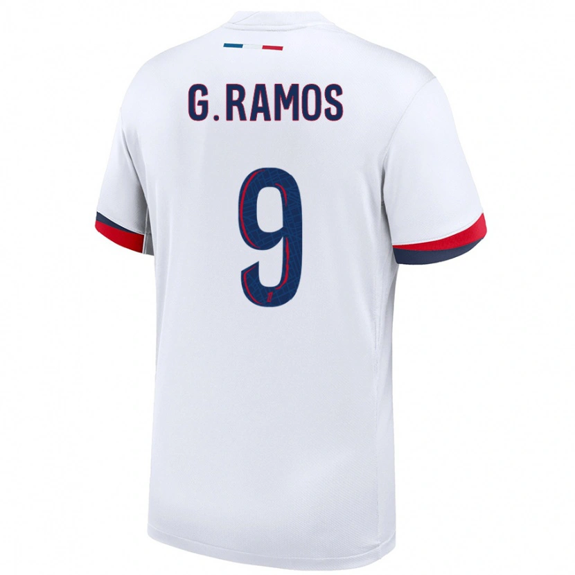 Danxen Kid Gonçalo Ramos #9 White Blue Red Away Jersey 2024/25 T-Shirt