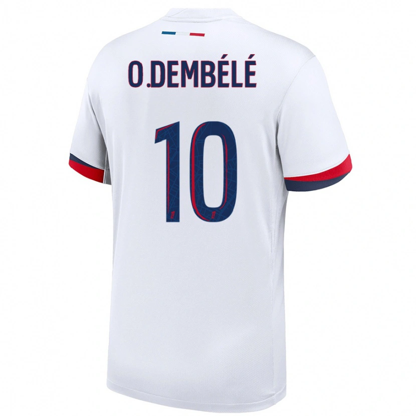 Danxen Kid Ousmane Dembélé #10 White Blue Red Away Jersey 2024/25 T-Shirt