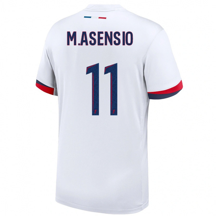 Danxen Kid Marco Asensio #11 White Blue Red Away Jersey 2024/25 T-Shirt