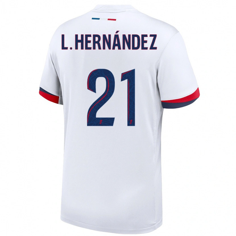 Danxen Kid Lucas Hernández #21 White Blue Red Away Jersey 2024/25 T-Shirt