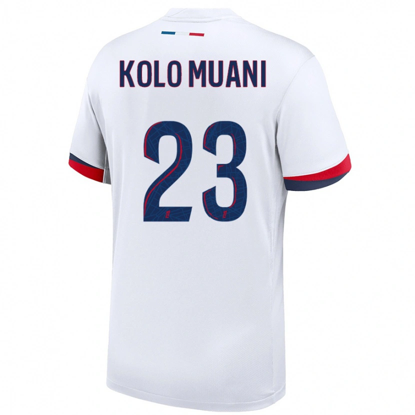 Danxen Kid Randal Kolo Muani #23 White Blue Red Away Jersey 2024/25 T-Shirt