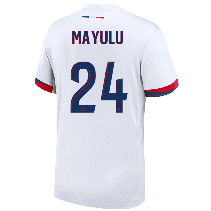 Danxen Kid Senny Mayulu #24 White Blue Red Away Jersey 2024/25 T-Shirt