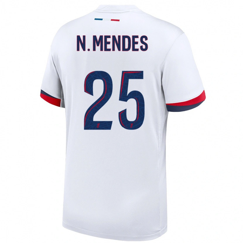 Danxen Kid Nuno Mendes #25 White Blue Red Away Jersey 2024/25 T-Shirt