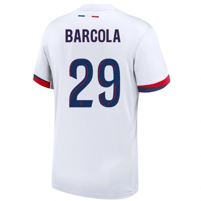 Danxen Kid Bradley Barcola #29 White Blue Red Away Jersey 2024/25 T-Shirt