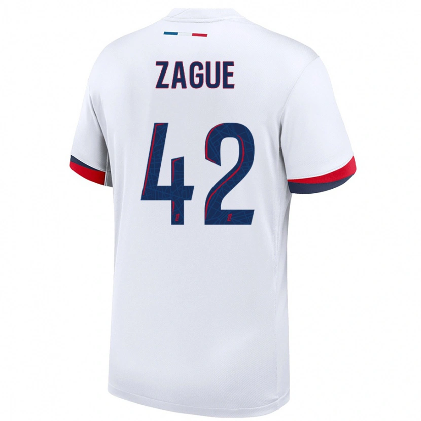 Danxen Kid Yoram Zague #42 White Blue Red Away Jersey 2024/25 T-Shirt