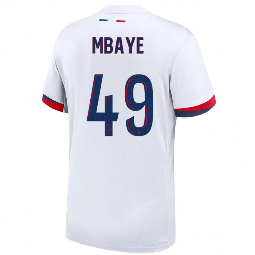 Danxen Kid Ibrahim Mbaye #49 White Blue Red Away Jersey 2024/25 T-Shirt