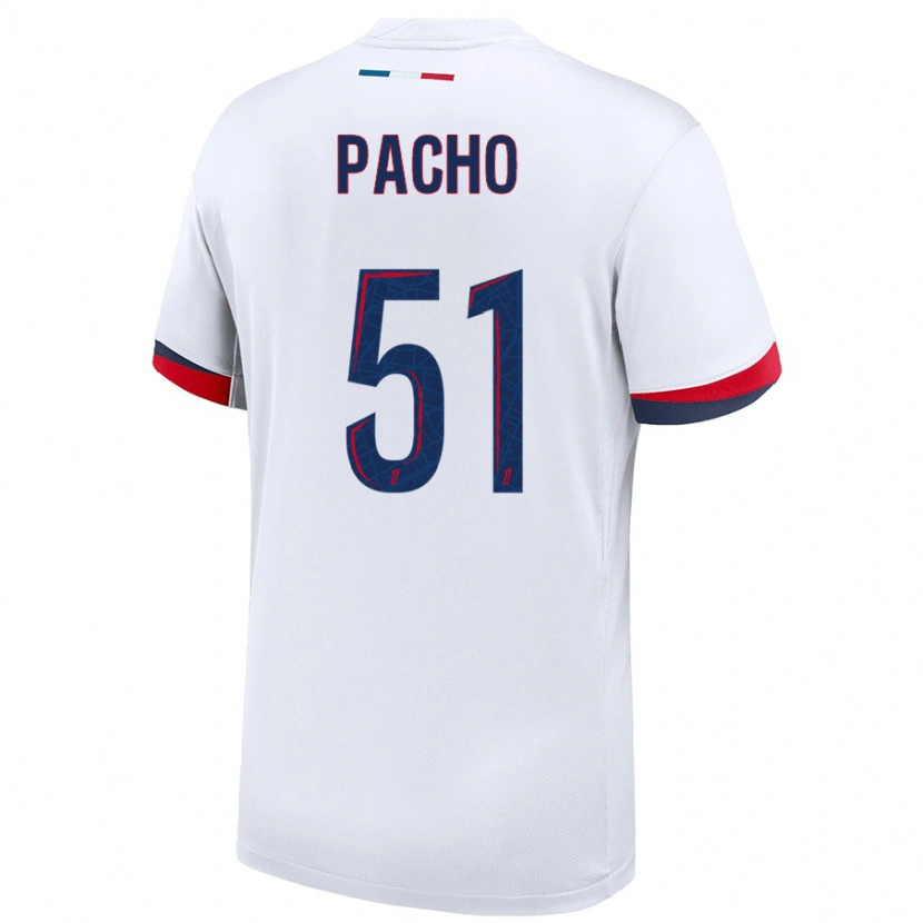 Danxen Kid Willian Pacho #51 White Blue Red Away Jersey 2024/25 T-Shirt