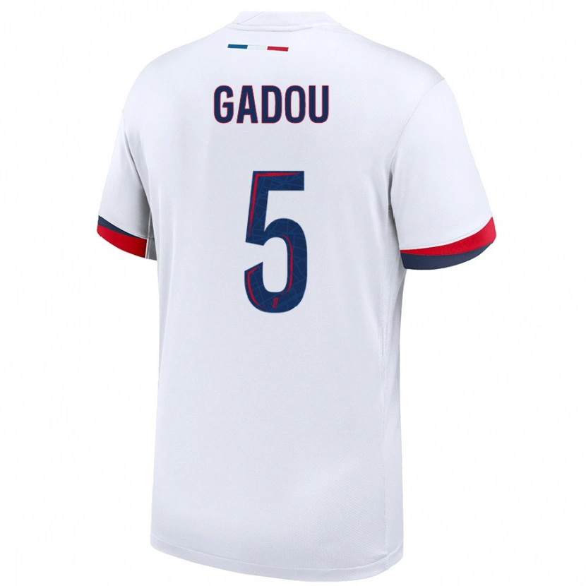 Danxen Kid Joane Gadou #5 White Blue Red Away Jersey 2024/25 T-Shirt