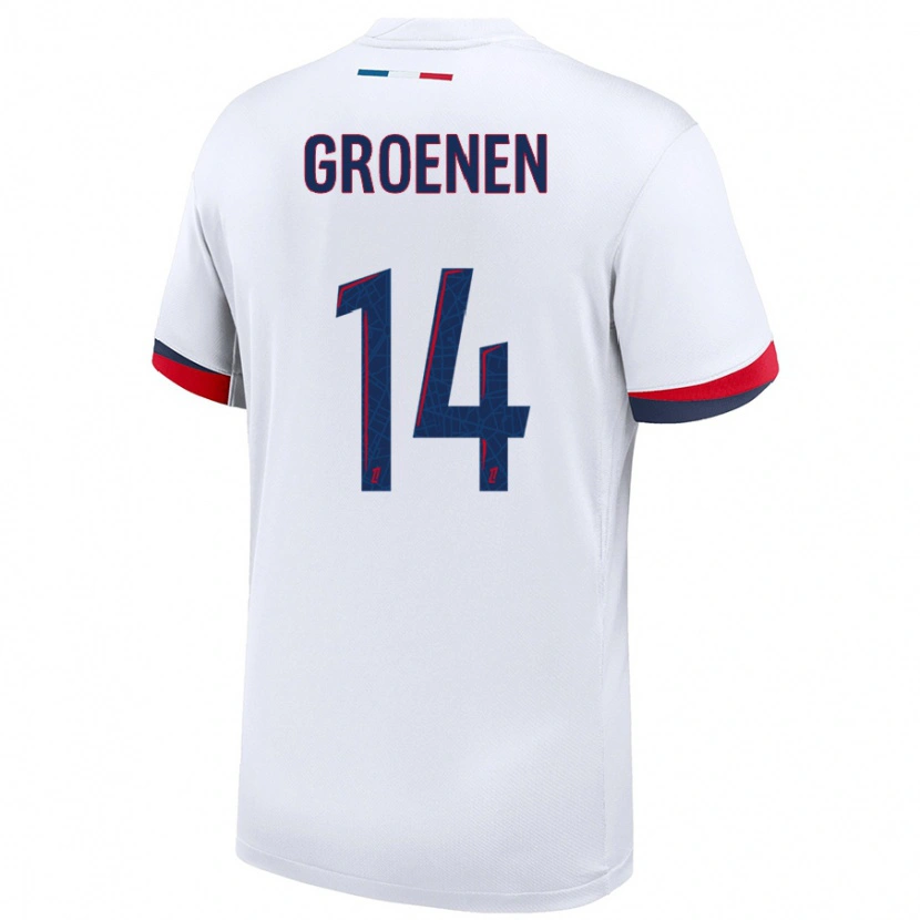 Danxen Kid Jackie Groenen #14 White Blue Red Away Jersey 2024/25 T-Shirt