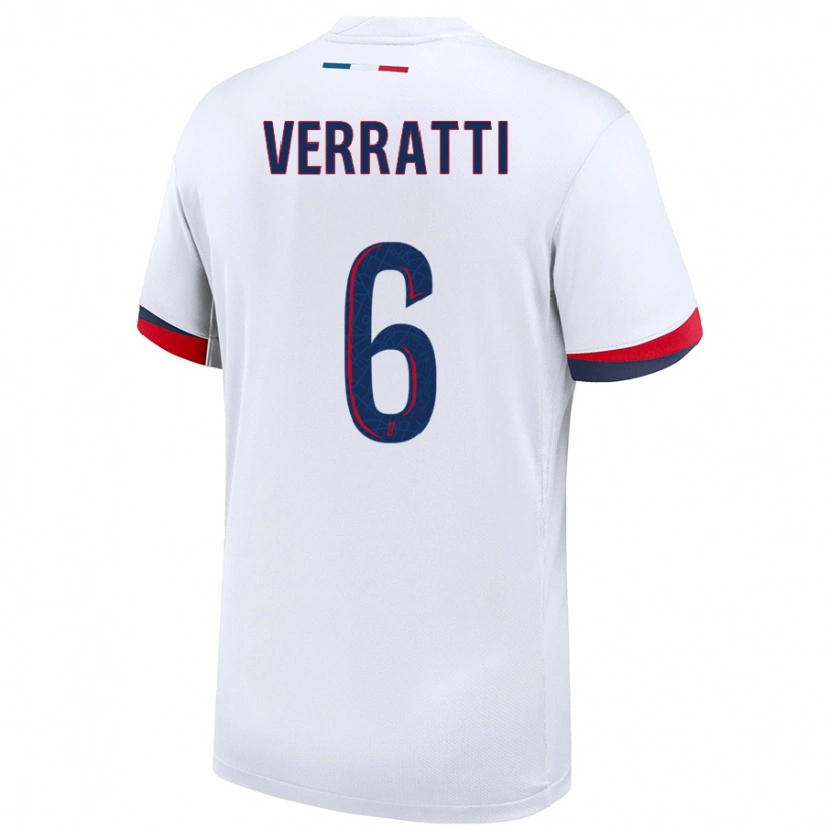 Danxen Kid Marco Verratti #6 White Blue Red Away Jersey 2024/25 T-Shirt