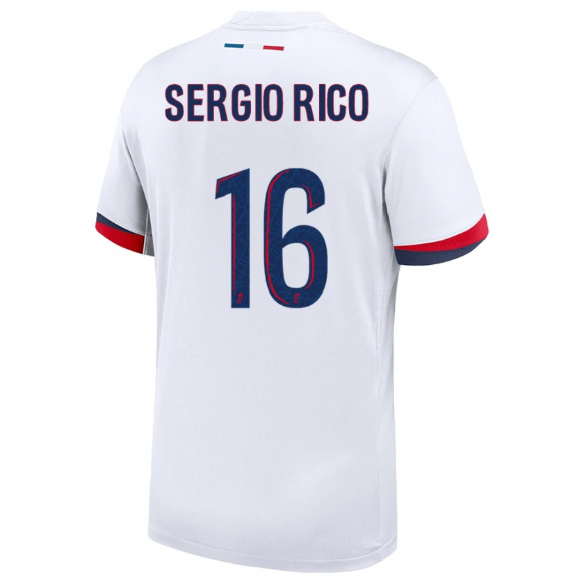 Danxen Kid Sergio Rico #16 White Blue Red Away Jersey 2024/25 T-Shirt