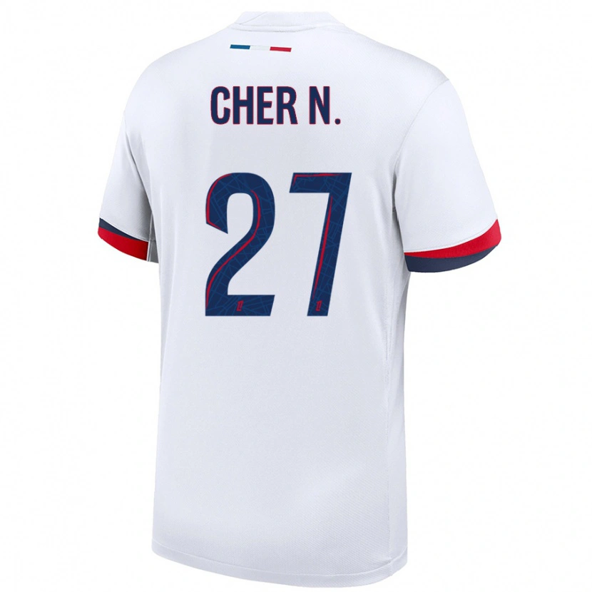 Danxen Kid Cher Ndour #27 White Blue Red Away Jersey 2024/25 T-Shirt