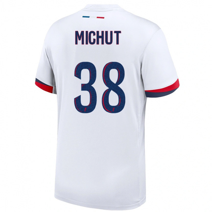 Danxen Kid Edouard Michut #38 White Blue Red Away Jersey 2024/25 T-Shirt