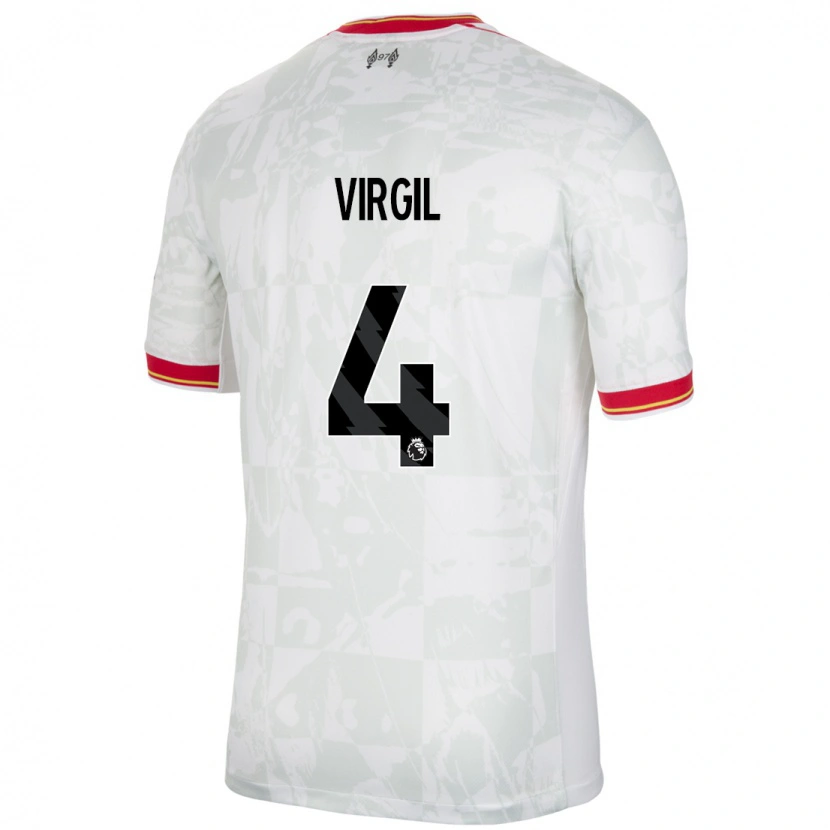 Danxen Kid Virgil Van Dijk #4 White Red Black Third Jersey 2024/25 T-Shirt