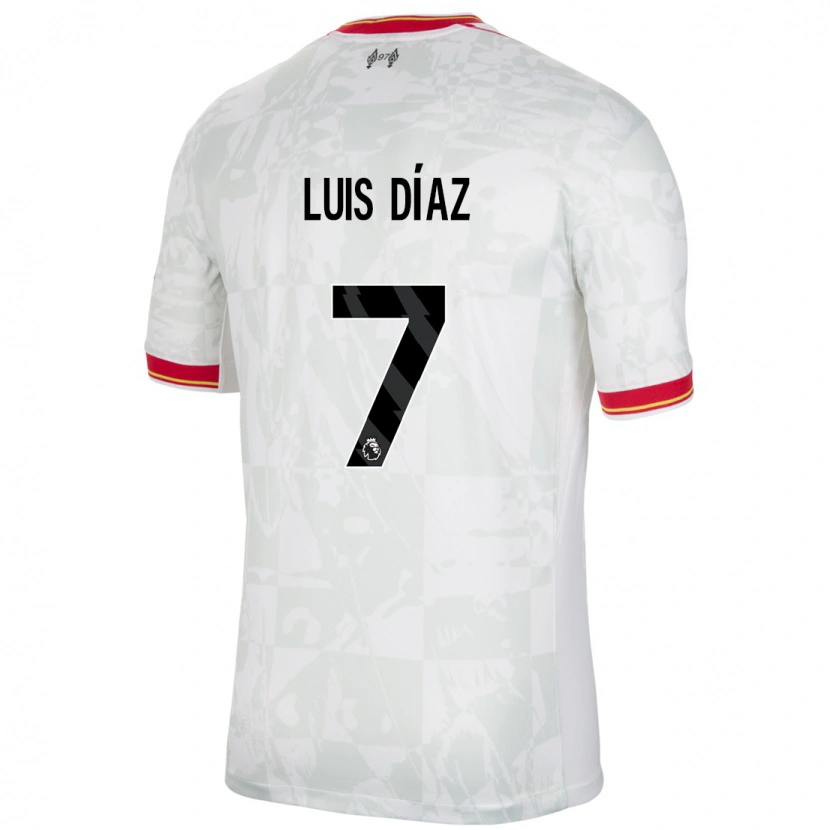 Danxen Kid Luis Díaz #7 White Red Black Third Jersey 2024/25 T-Shirt