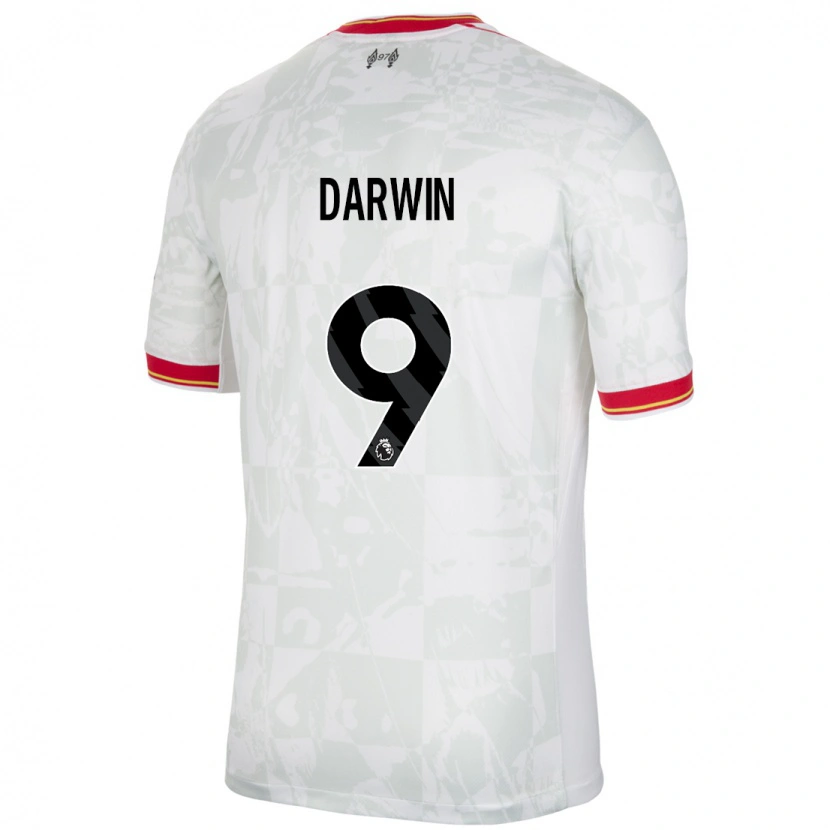 Danxen Kid Darwin Núñez #9 White Red Black Third Jersey 2024/25 T-Shirt